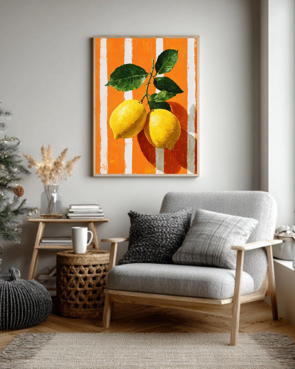 Lemon Citrus Pop Art Canvas, Modern Kitchen Wall Decor