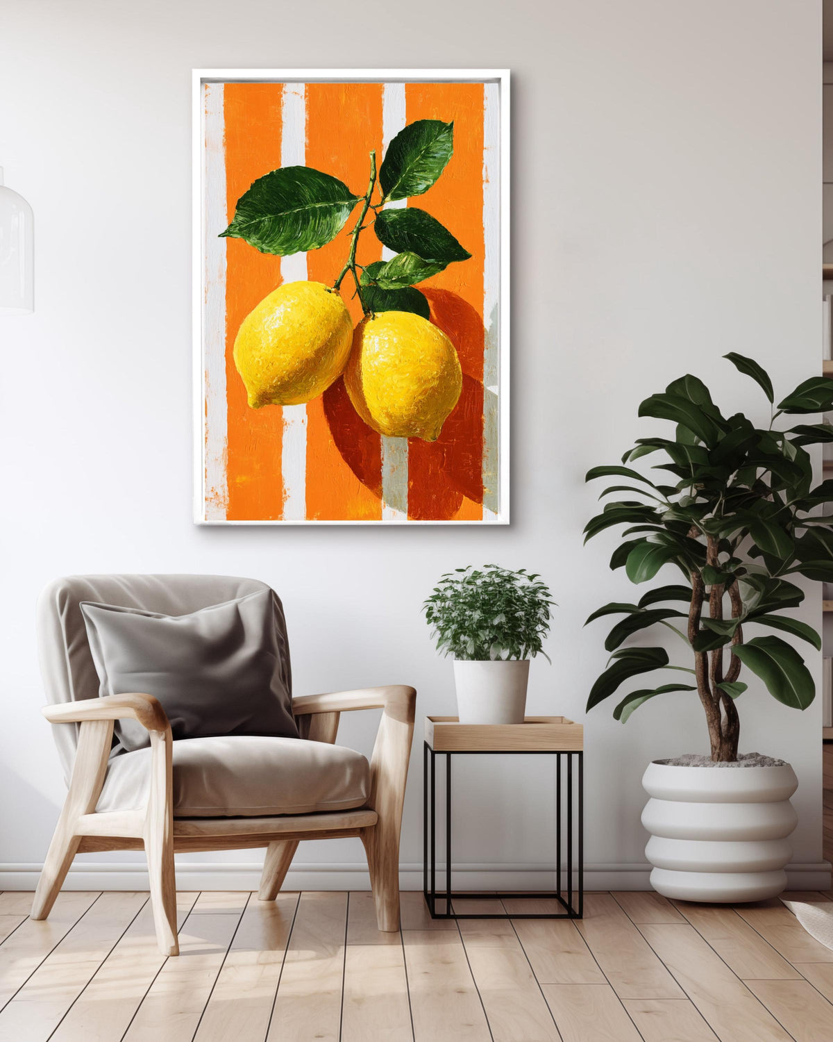 Lemon Citrus Pop Art Canvas, Modern Kitchen Wall Decor