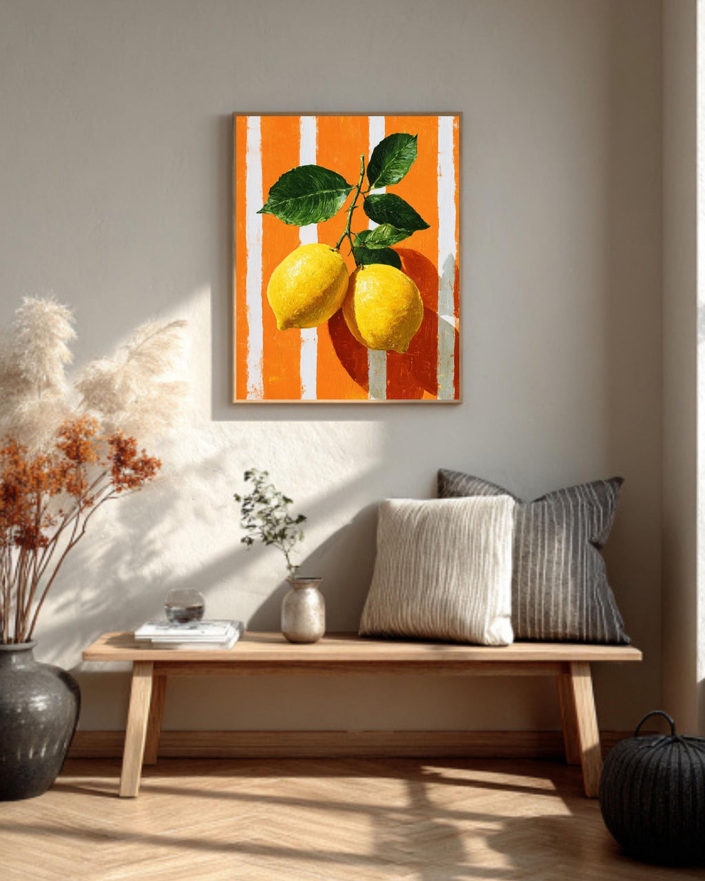 Lemon Citrus Pop Art Canvas, Modern Kitchen Wall Decor