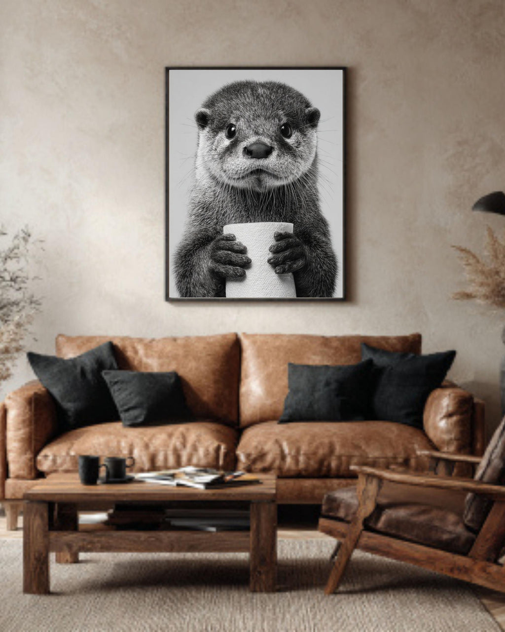 Playful Otter Bathroom Print, Coastal Wildlife Wall Art