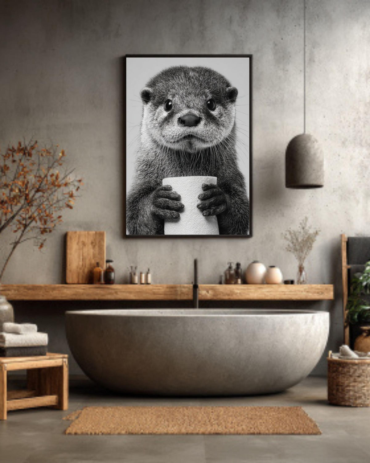Playful Otter Bathroom Print, Coastal Wildlife Wall Art