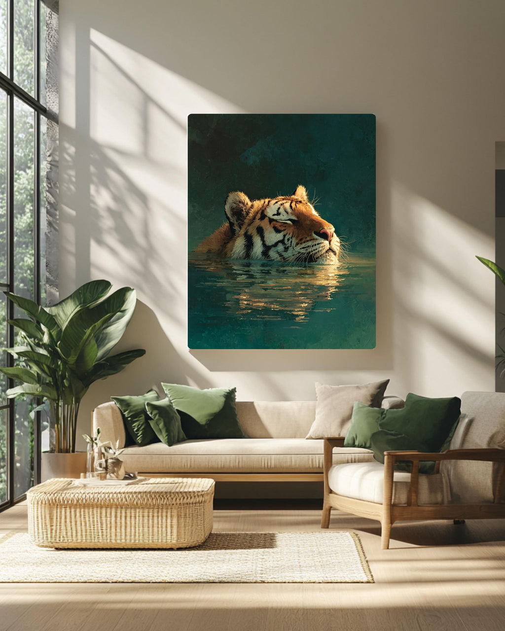 Majestic Tiger Canvas Print: Boho Jungle Wildlife Wall Art