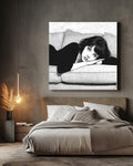 Woman in Couch Canvas Print, Minimalist Line Art, Modern Home Decor