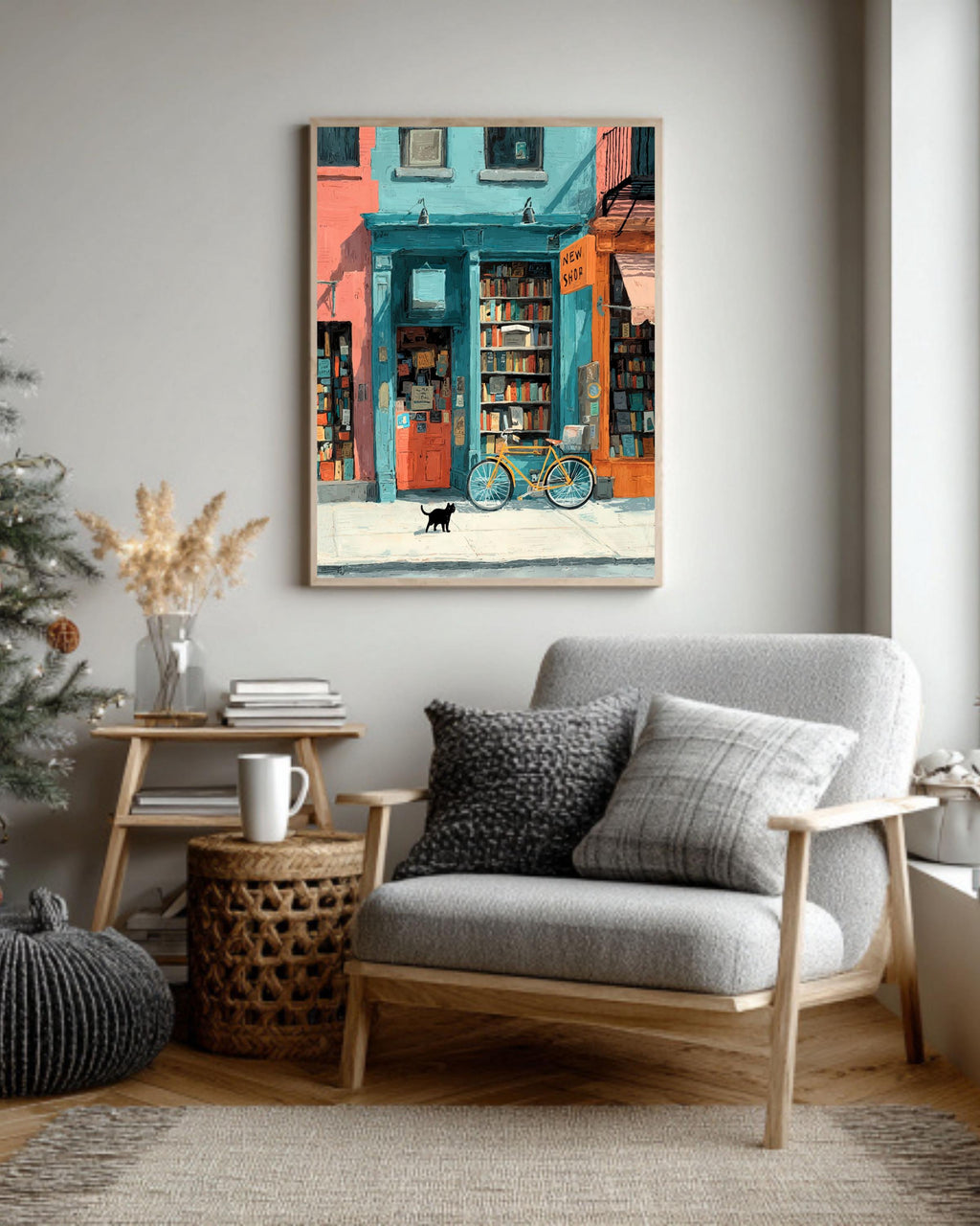 Cozy Bookstore Canvas Art Print, Book Lover Gift