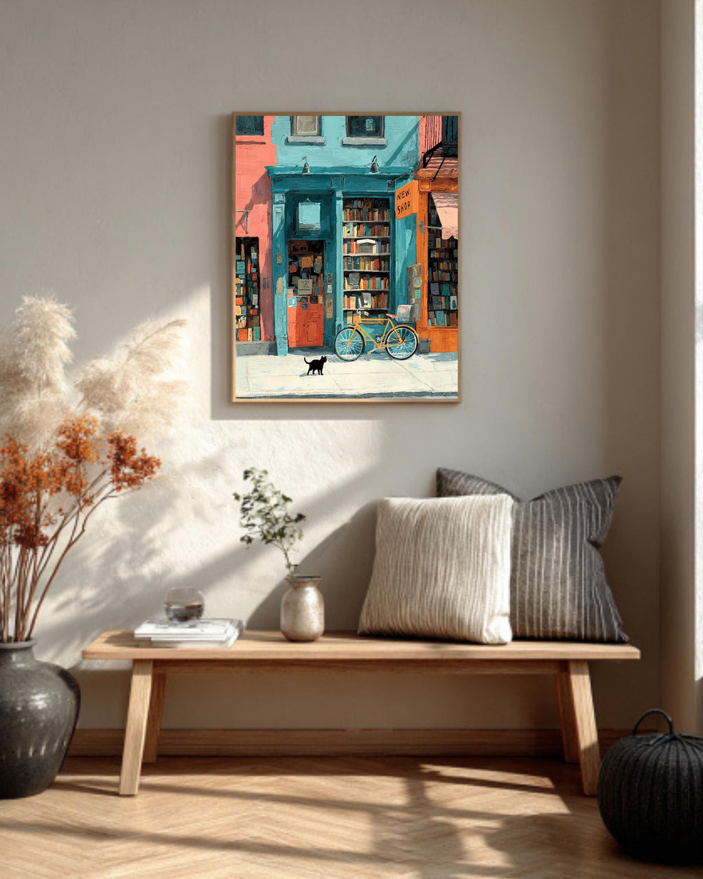 Cozy Bookstore Canvas Art Print, Book Lover Gift