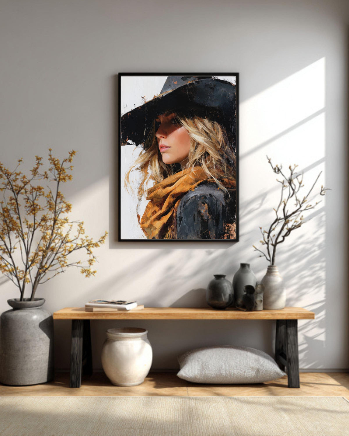 Cowgirl Canvas Print, Modern Western Art, Farmhouse Decor