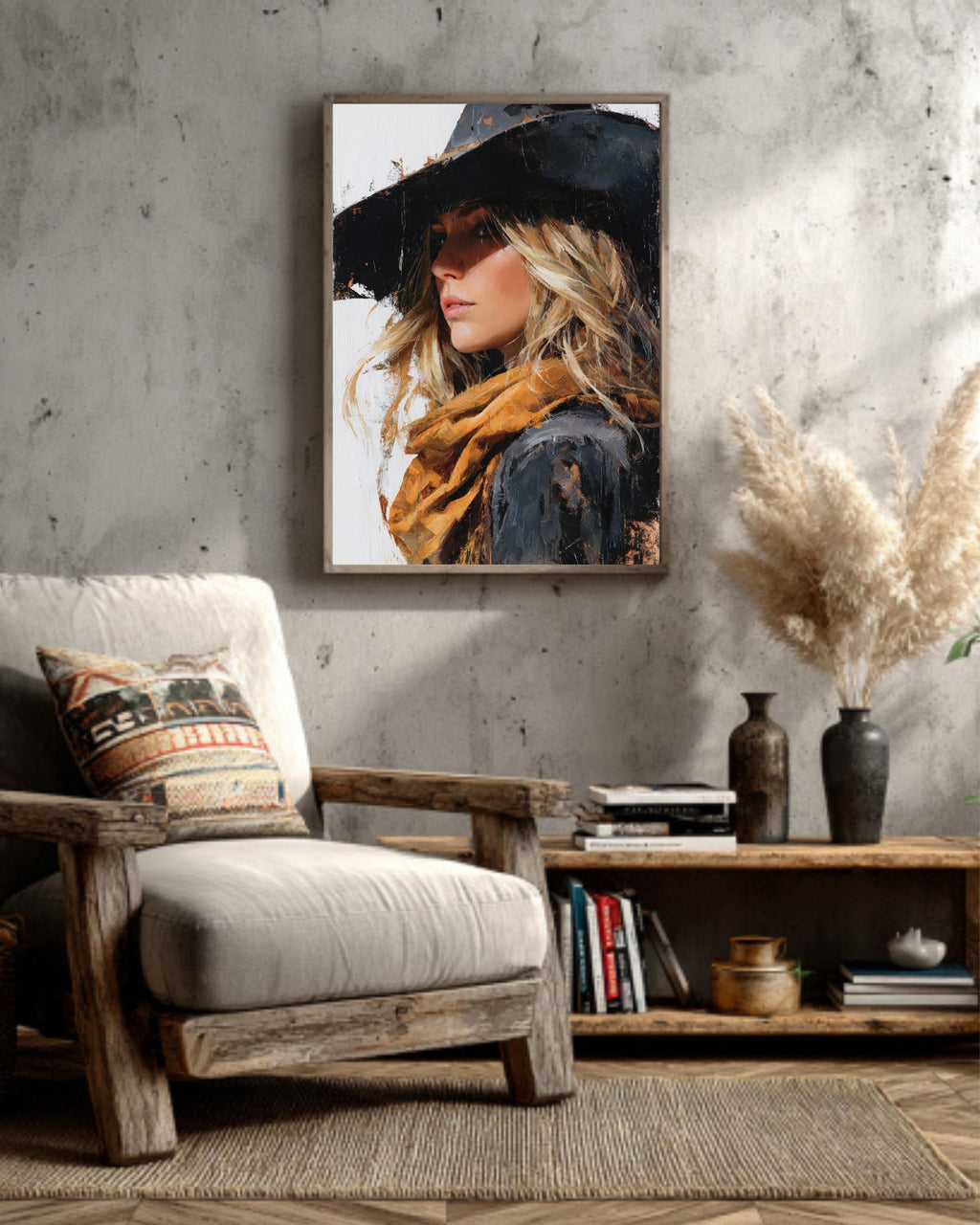 Cowgirl Canvas Print, Modern Western Art, Farmhouse Decor