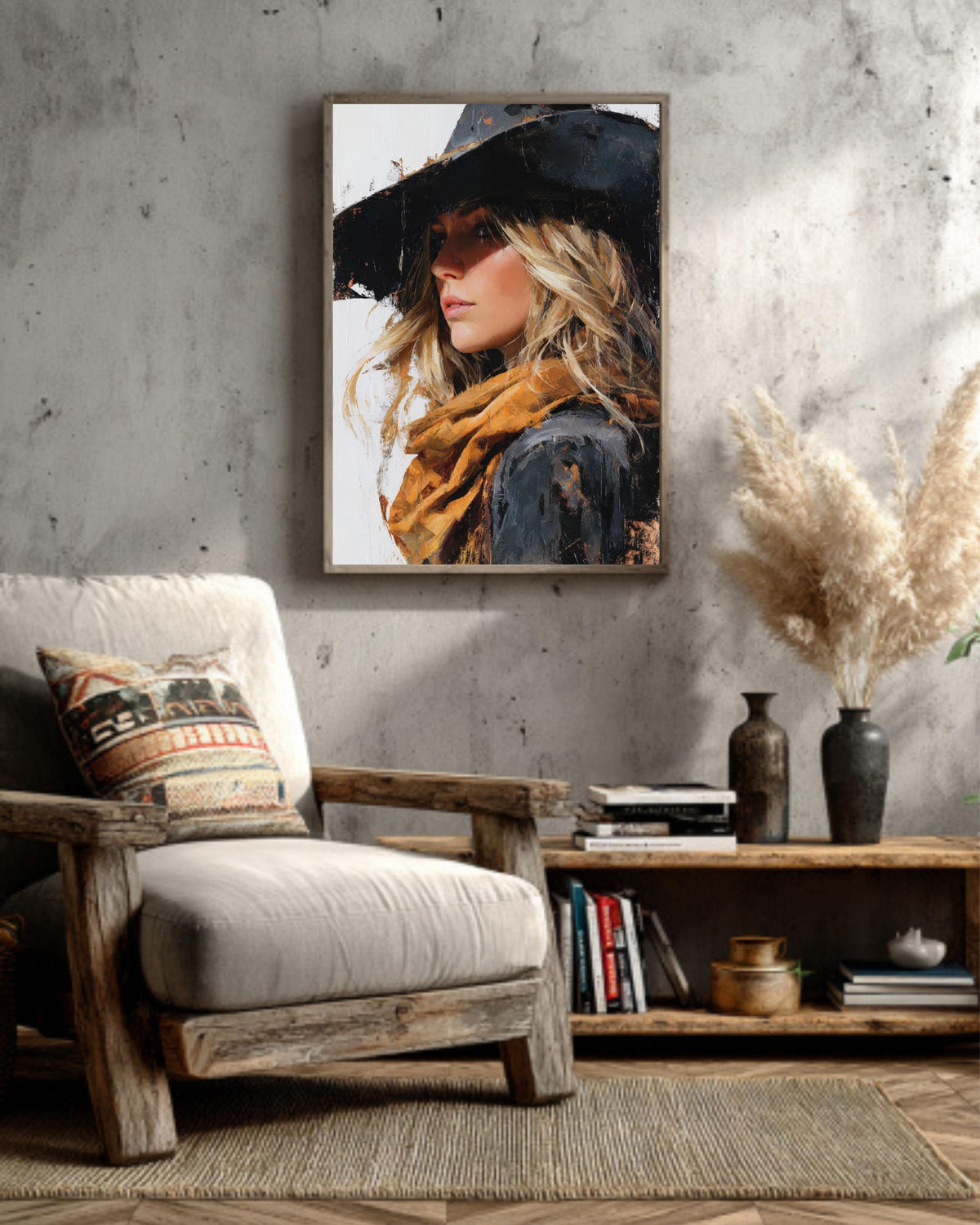 Cowgirl Canvas Print, Modern Western Art, Farmhouse Decor