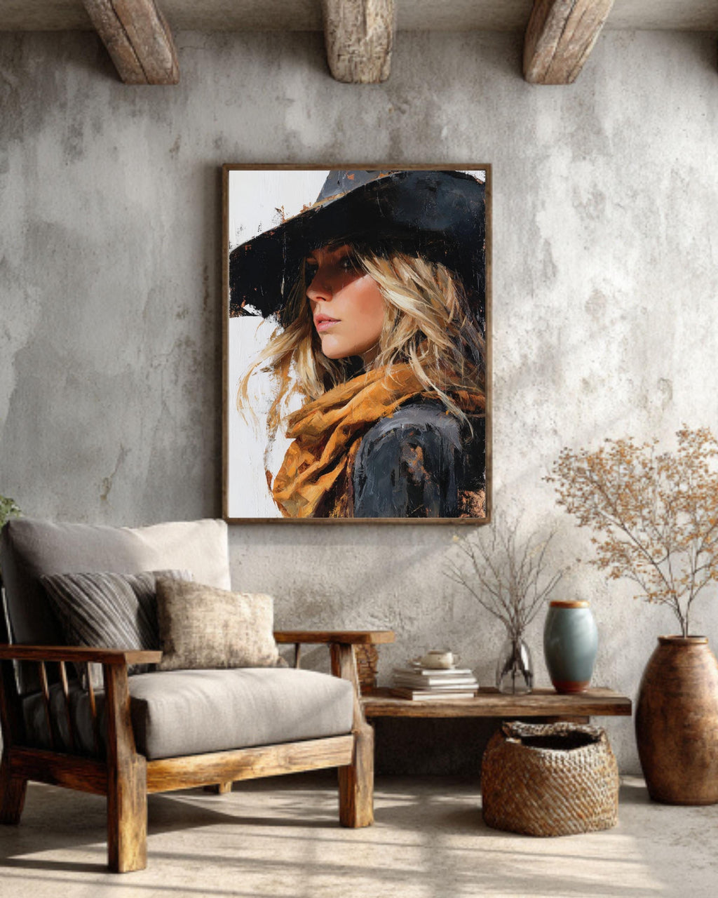 Cowgirl Canvas Print, Modern Western Art, Farmhouse Decor