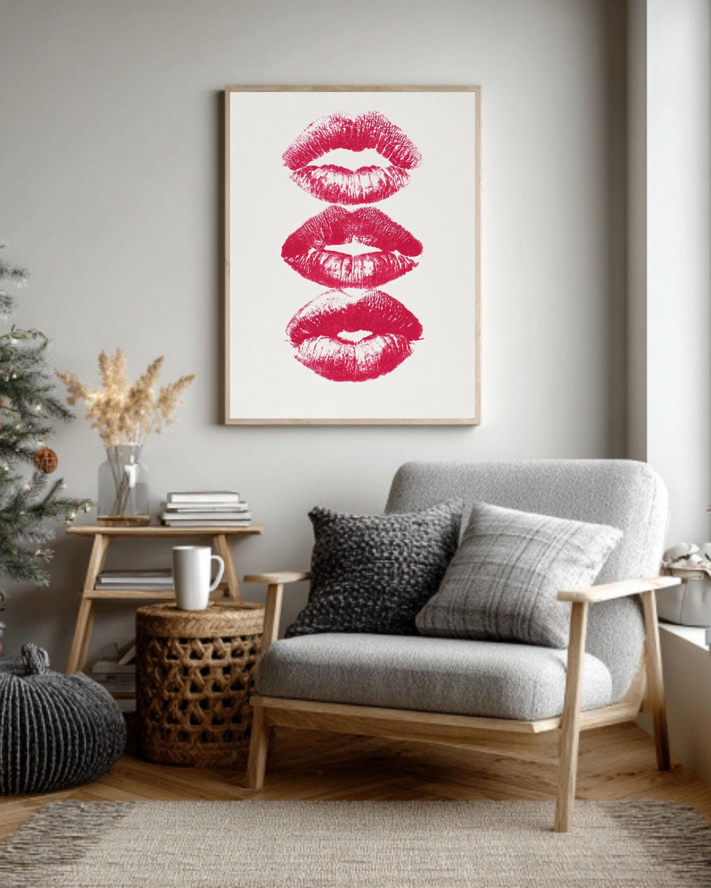 Pink Kisses Wall Art Print, Coquette Bedroom Decor