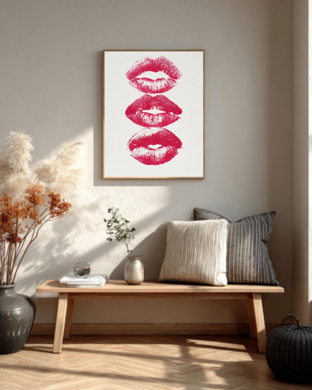 Pink Kisses Wall Art Print, Coquette Bedroom Decor