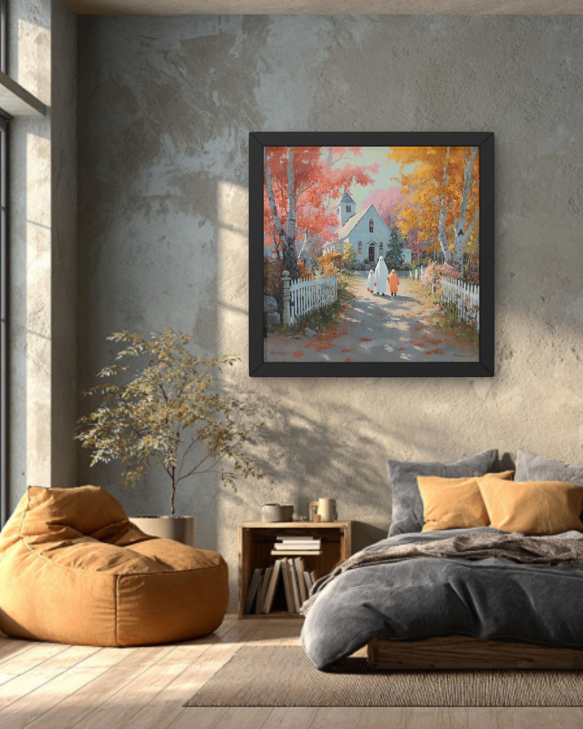 Vintage Halloween Poster, Trick and Treat, Cozy Fall Wall Art