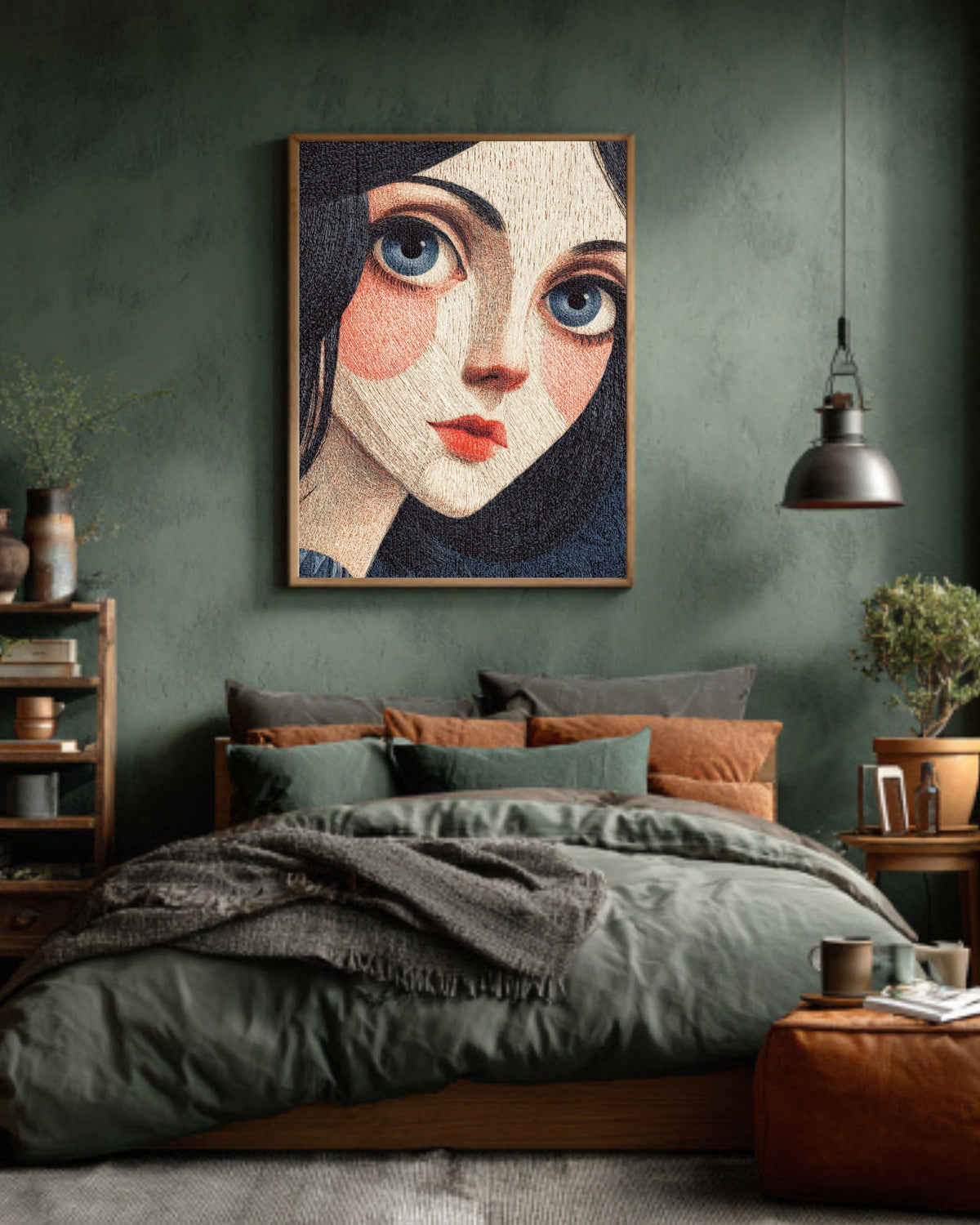 Surreal Girl Portrait Canvas, Big Eyes Pop Art, Modern Home Decor