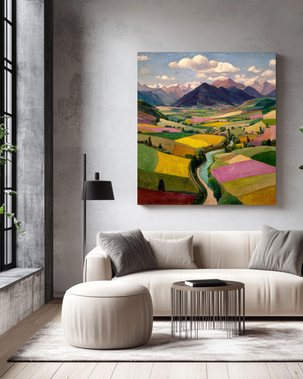 Colorful Valley Landscape Canvas Print, Scenic Mountain View Art