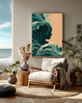 Abstract Ocean Waves Canvas, Feminine Silhouette, Coastal Home Decor