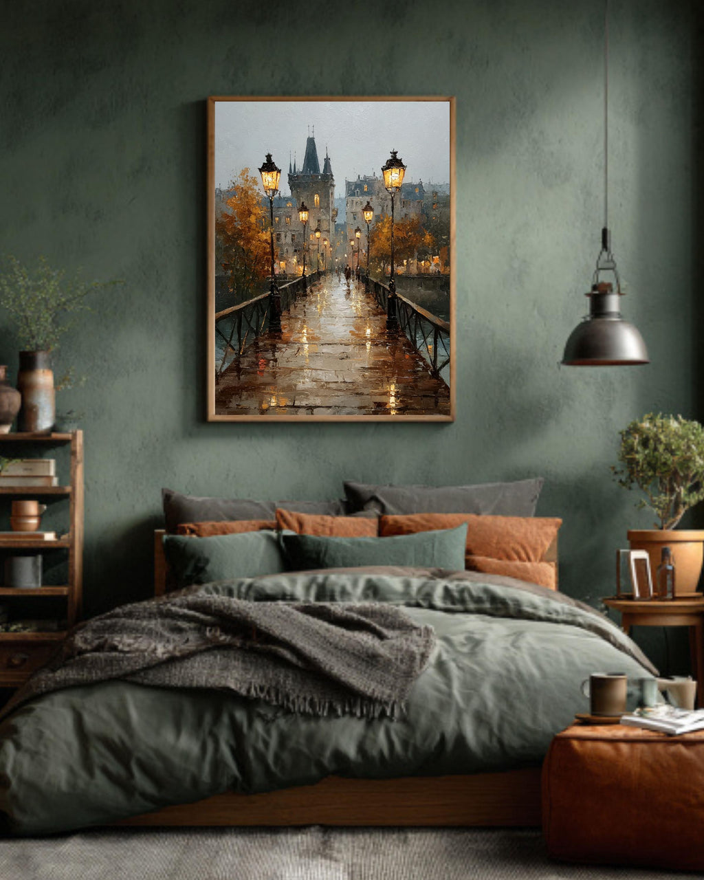 Autumn Landscape Canvas Print: Vintage Farmhouse Wall Art