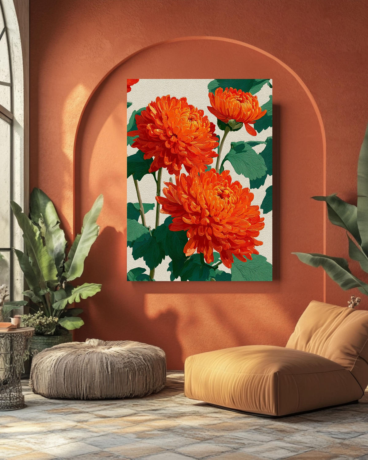 Art Deco Floral Canvas: Abstract Mid-Century Modern Flower Poster