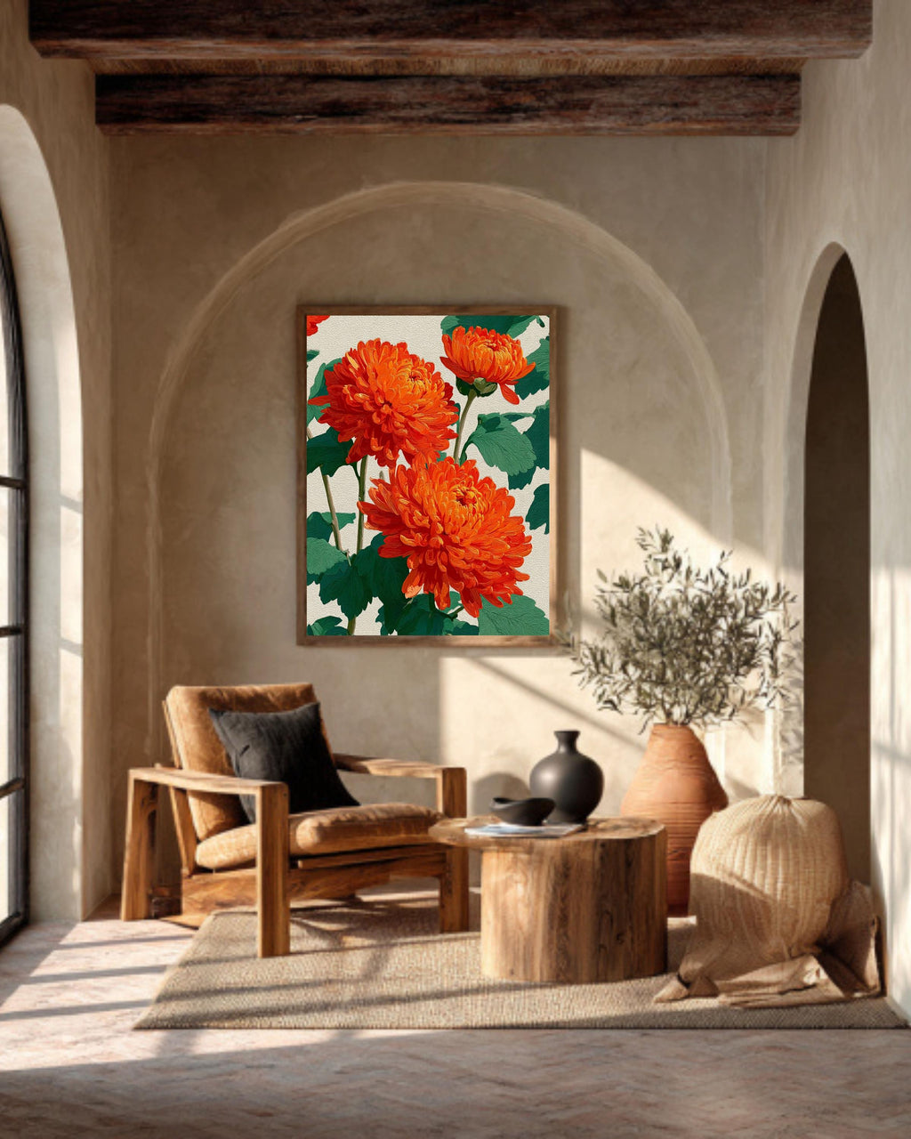 Art Deco Floral Canvas: Abstract Mid-Century Modern Flower Poster