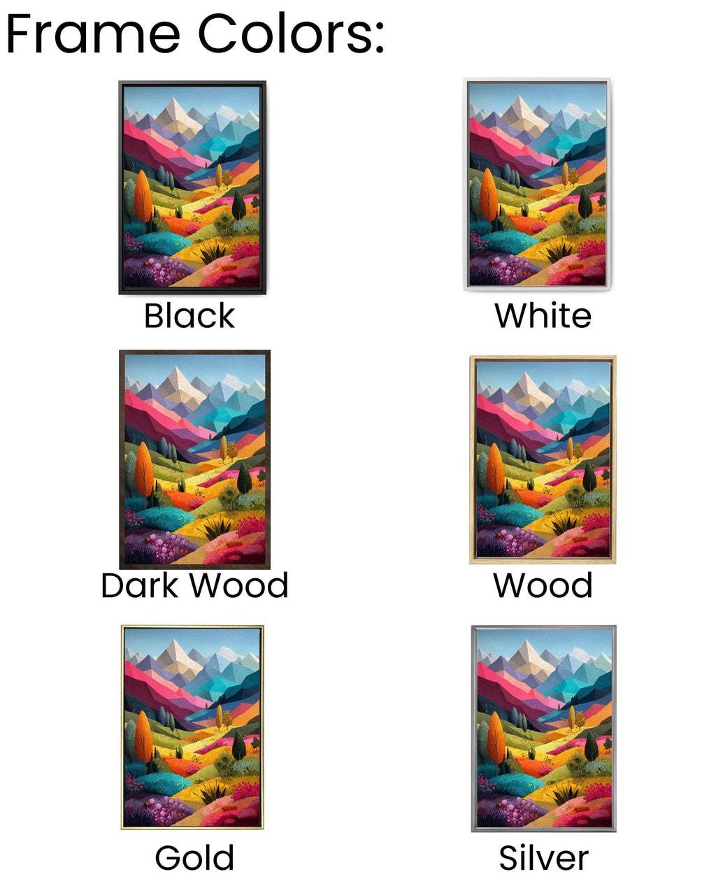 Abstract Mountain Canvas Art: Colorful Patchwork Landscape Painting