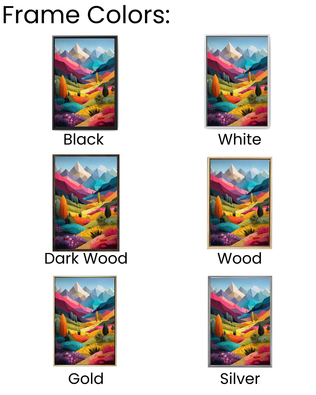 Abstract Mountain Canvas Art: Colorful Patchwork Landscape Painting