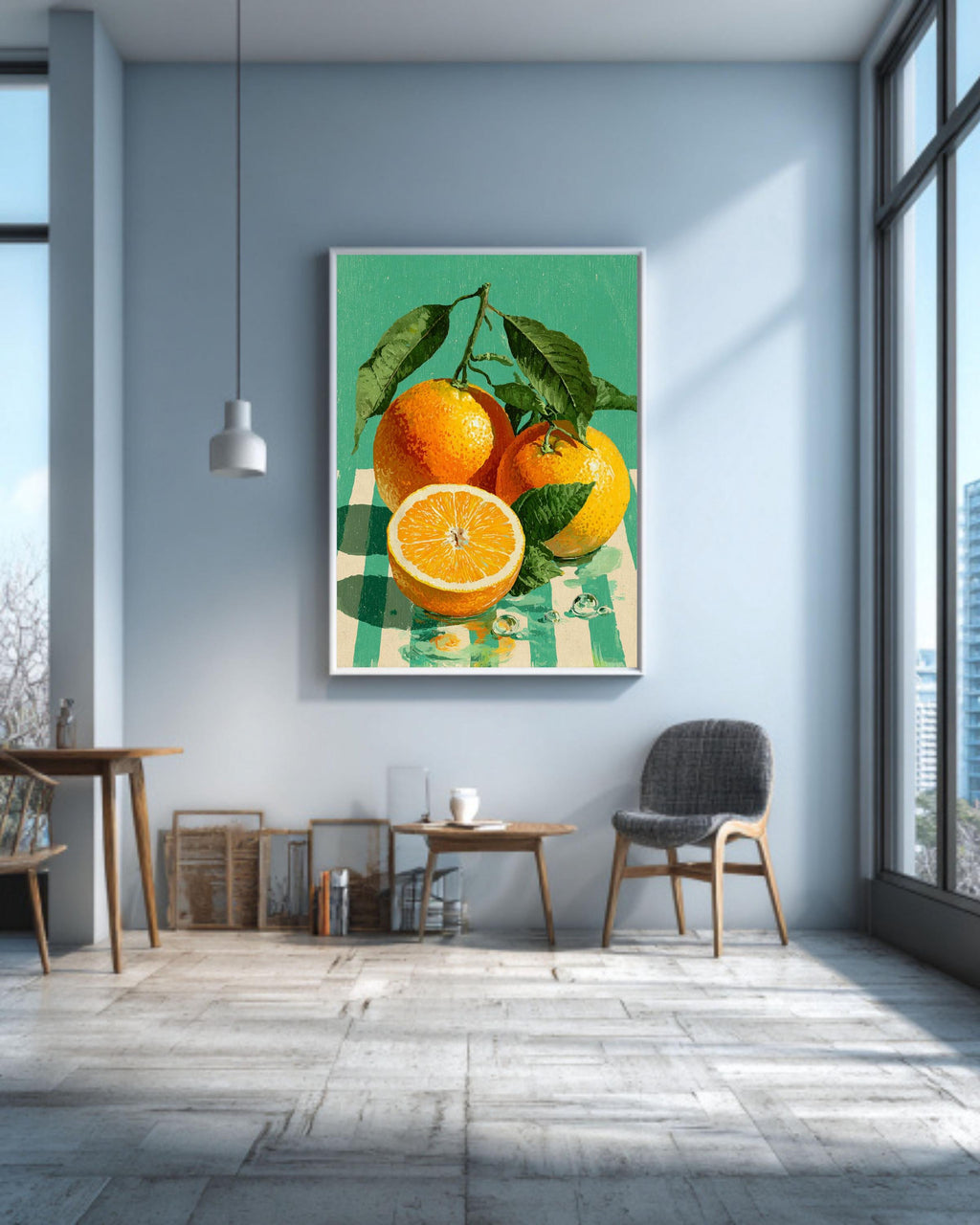 Orange Fruit Canvas Art, Retro Kitchen Poster, Farmhouse Home Decor