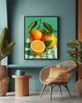 Orange Fruit Canvas Art, Retro Kitchen Poster, Farmhouse Home Decor