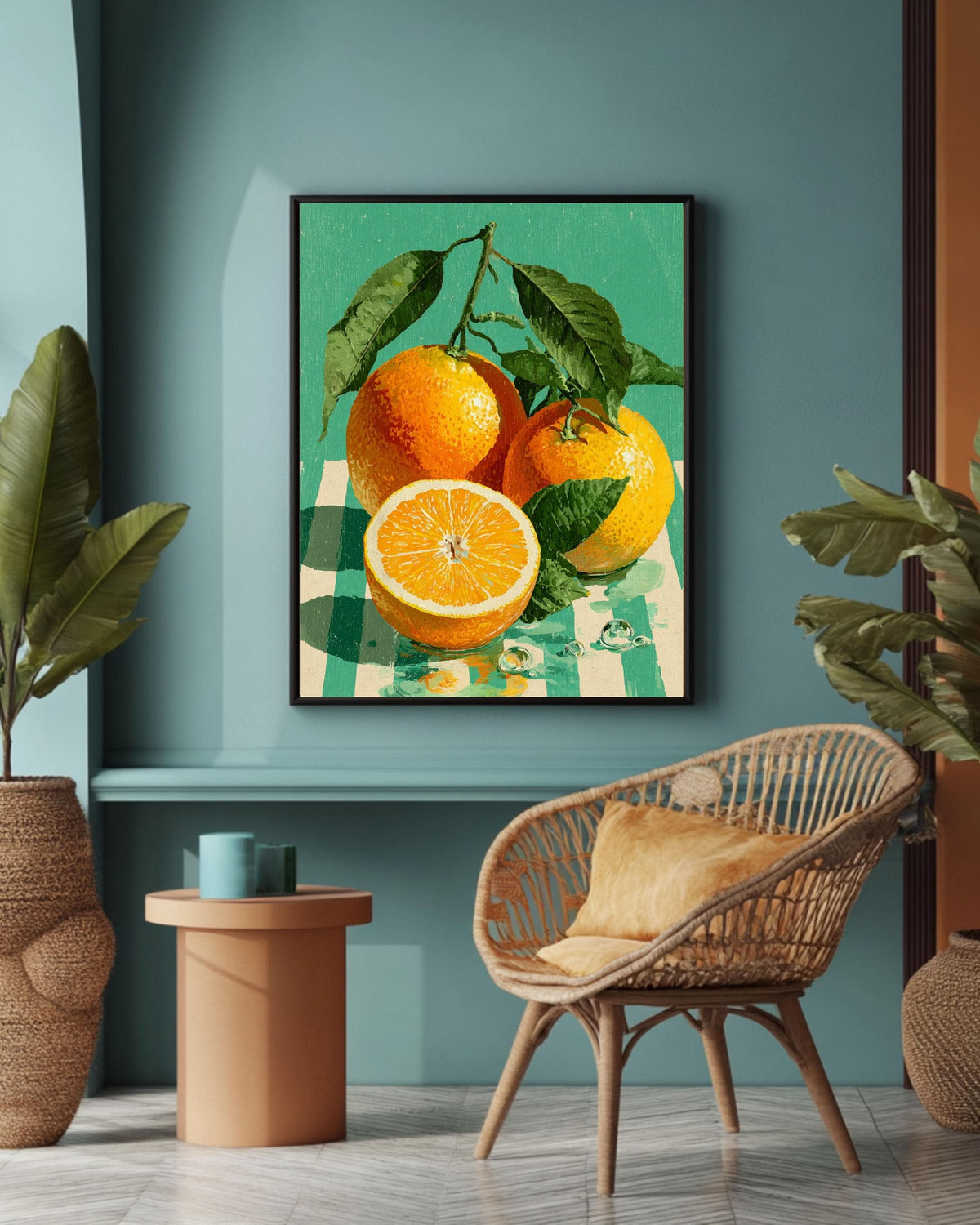 Orange Fruit Canvas Art, Retro Kitchen Poster, Farmhouse Home Decor