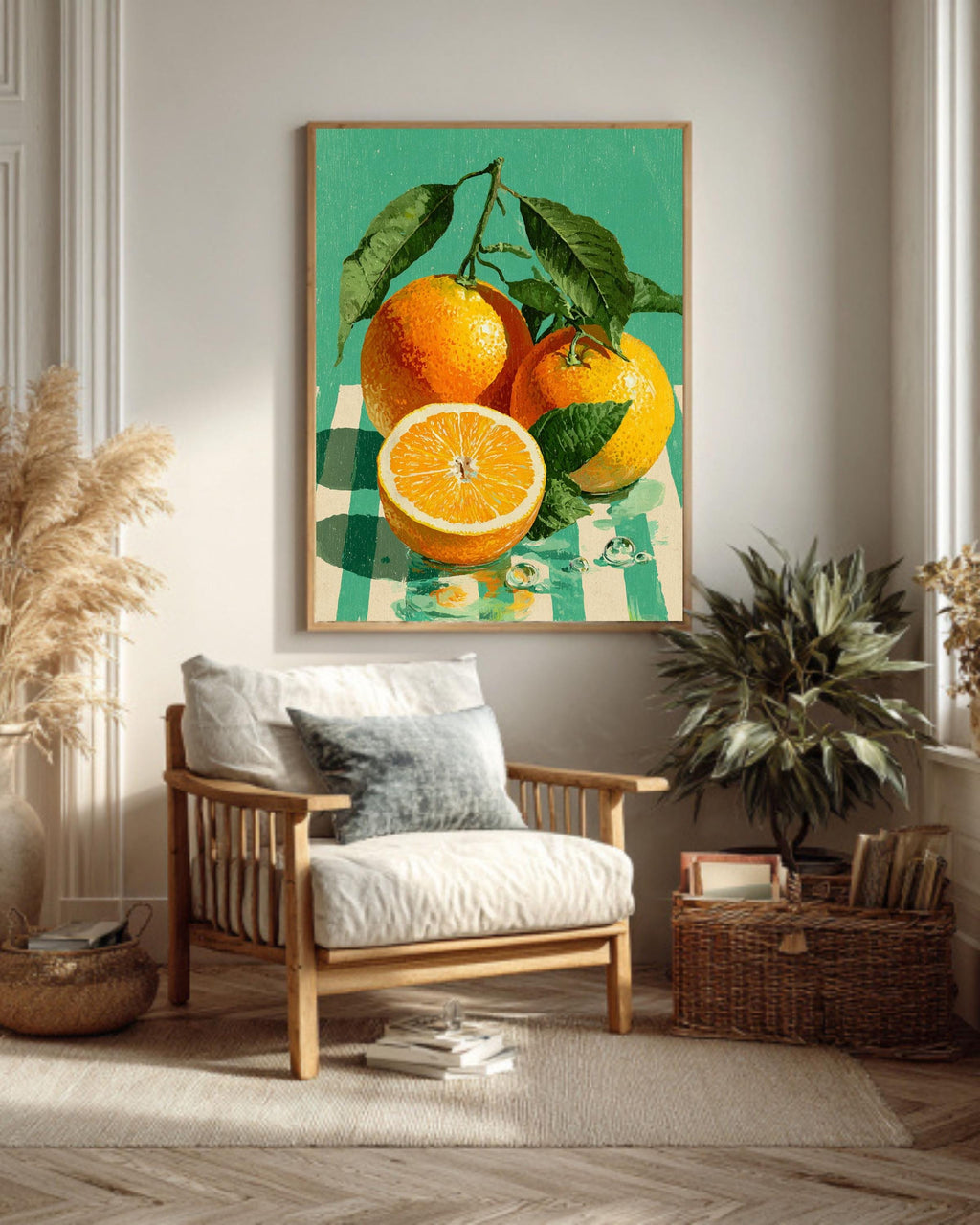 Orange Fruit Canvas Art, Retro Kitchen Poster, Farmhouse Home Decor