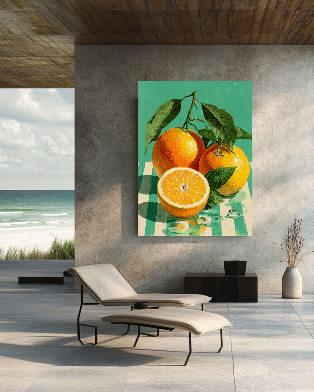 Orange Fruit Canvas Art, Retro Kitchen Poster, Farmhouse Home Decor