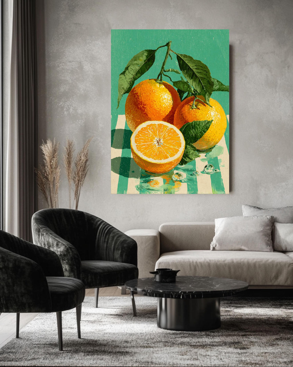 Orange Fruit Canvas Art, Retro Kitchen Poster, Farmhouse Home Decor