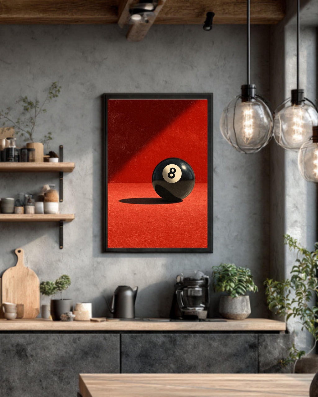 Retro 8 Ball Canvas Art: Vintage Billiards Poster