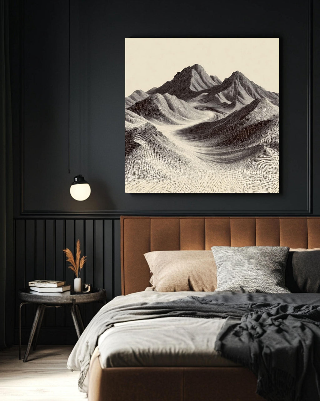 Minimalist Mountain Art Print, Dotted Landscape, Contemporary Wall Decor