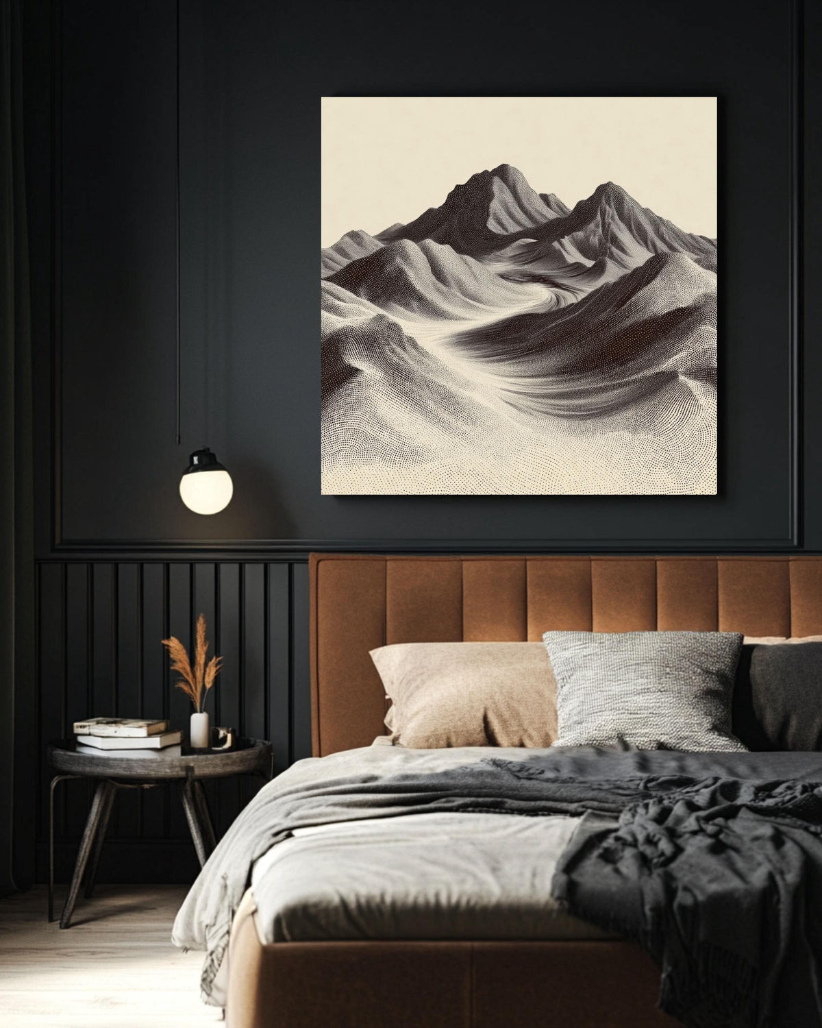 Minimalist Mountain Art Print, Dotted Landscape, Contemporary Wall Decor