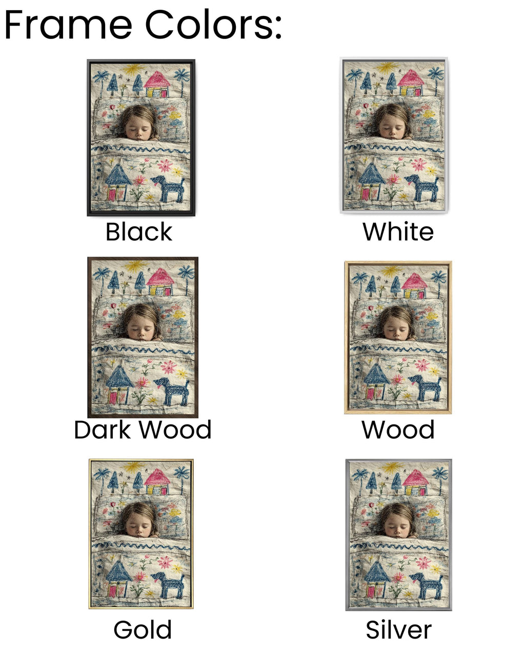 Sleeping Girl Canvas Print: Childlike Whimsical Nursery Art