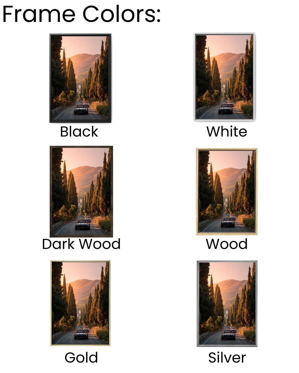 Vintage Mercedes Car Canvas Print, Sunset Road Trip Wall Art