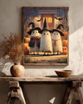 Ghost Witches Canvas Print, Halloween Art