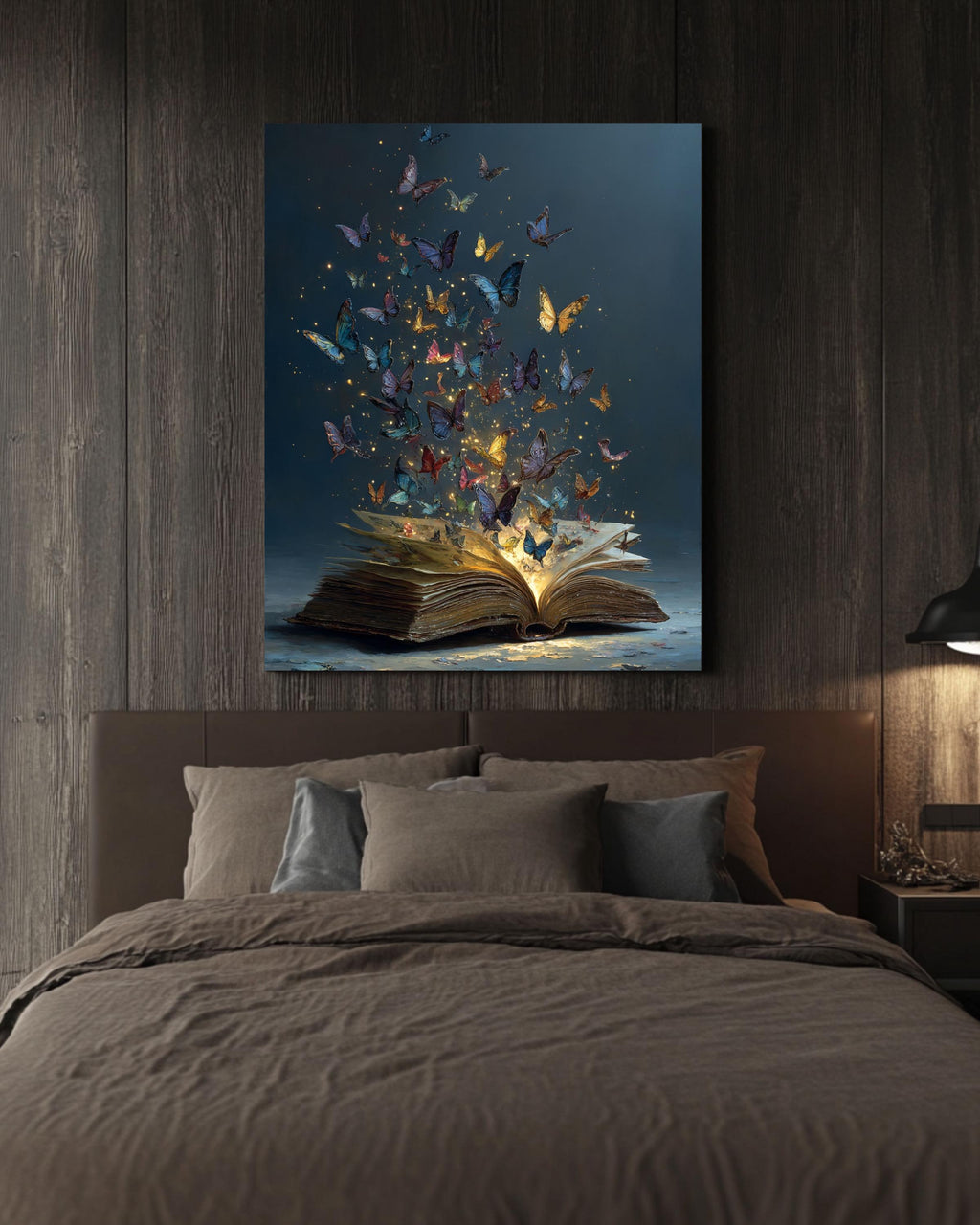 Magic Book Canvas Print, Butterflies Art, Enchanting Reading Nook Decor