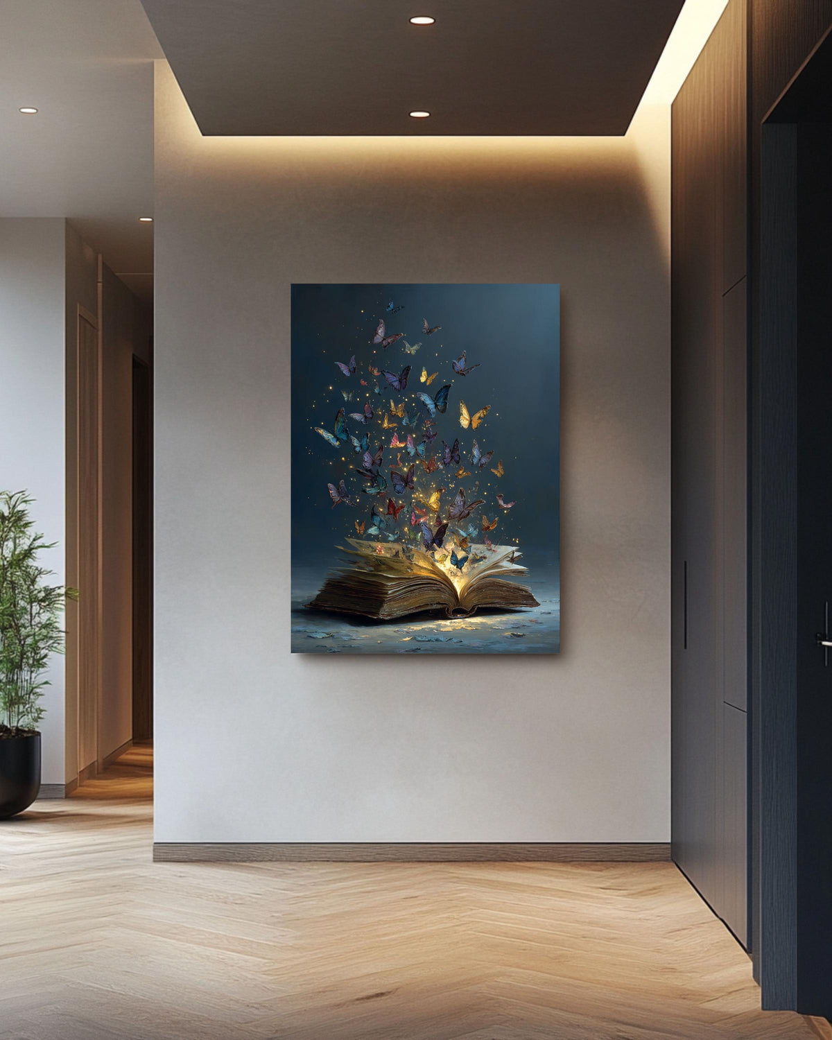 Magic Book Canvas Print, Butterflies Art, Enchanting Reading Nook Decor
