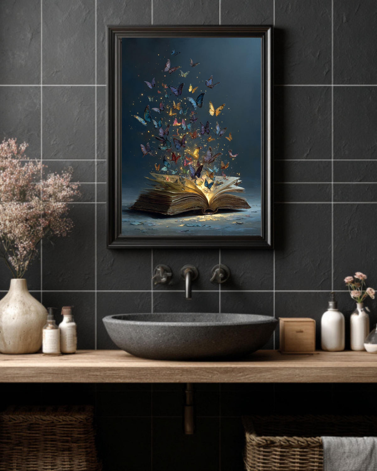 Magic Book Canvas Print, Butterflies Art, Enchanting Reading Nook Decor