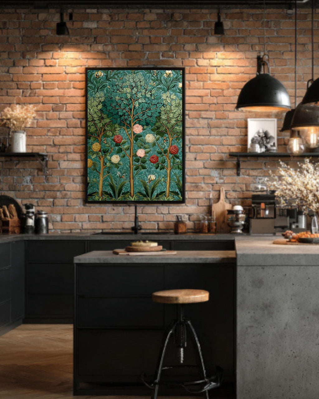 William Morris Botanical Canvas Print, Vintage Floral Wall Art