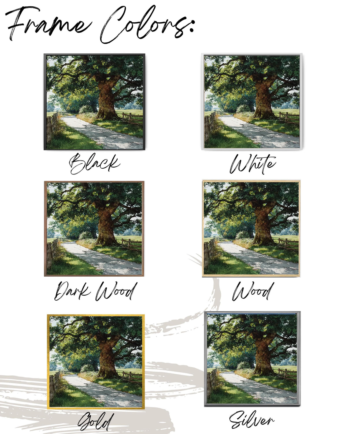 Old Oak Tree Canvas Print, Country Road Landscape, Farmhouse Wall Art