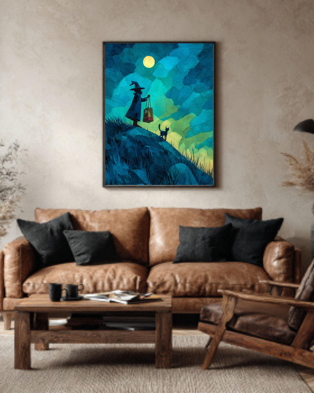Funny Wizard Cat Canvas Art: Whimsical Fantasy Painting