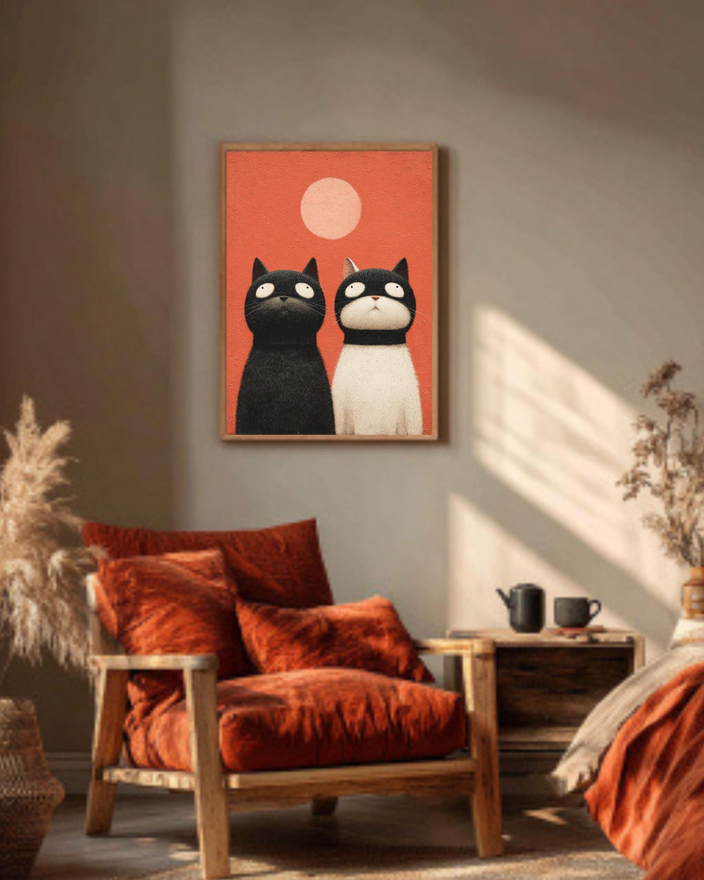 Vintage Cat Portrait Canvas Art | Quirky Animal Painting