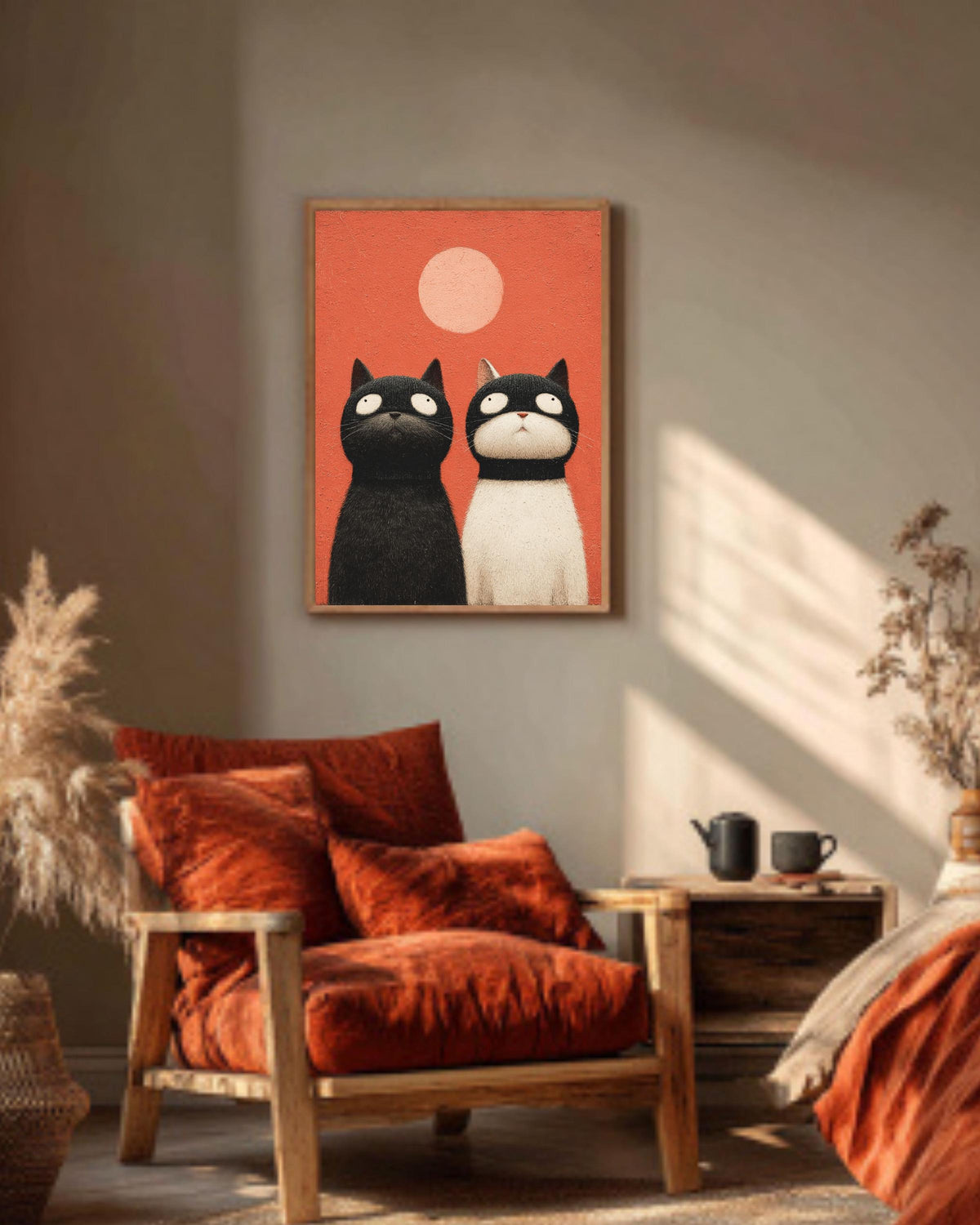 Vintage Cat Portrait Canvas Art | Quirky Animal Painting