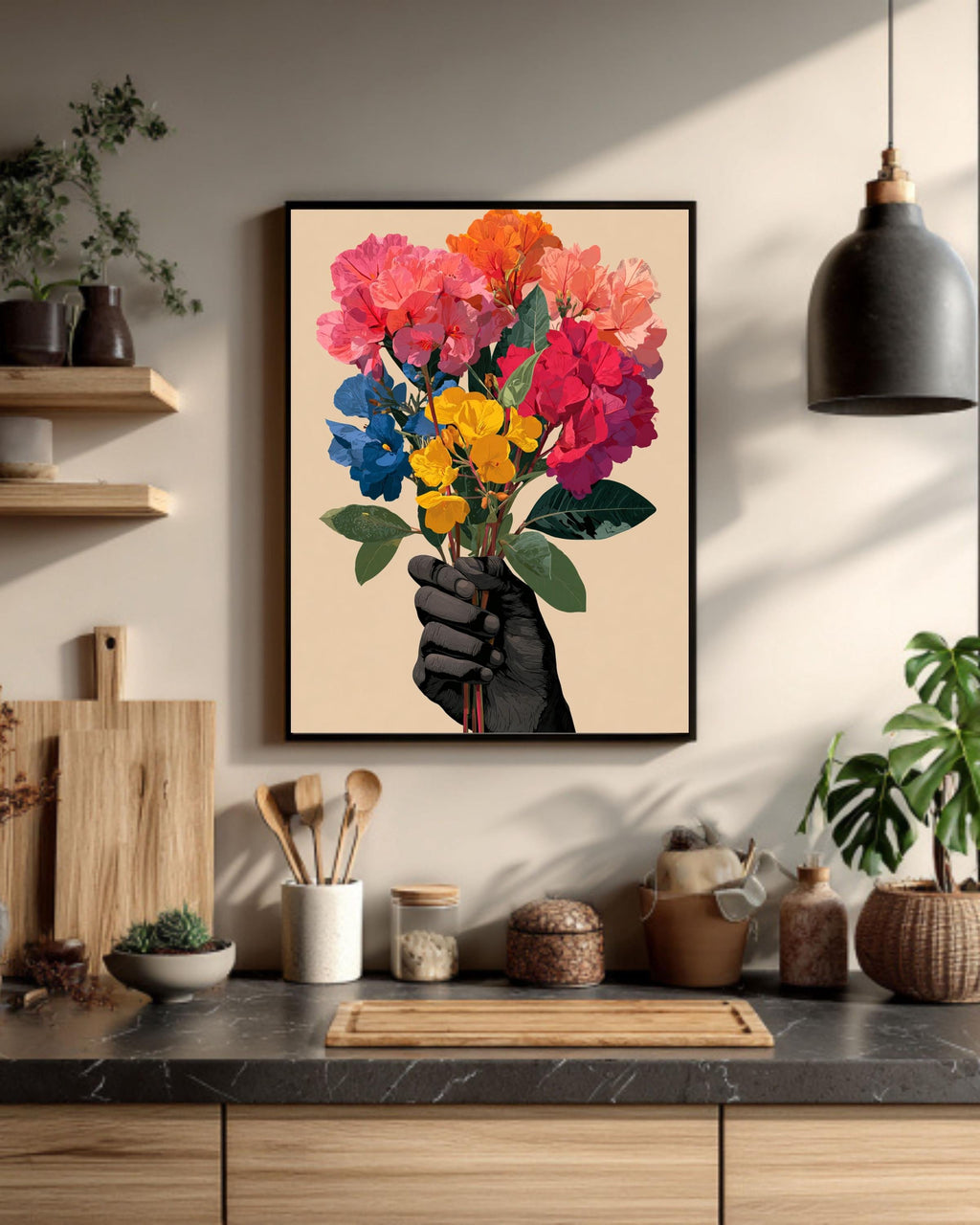 Floral Bouquet Canvas Art: Modern Abstract Flowers Print