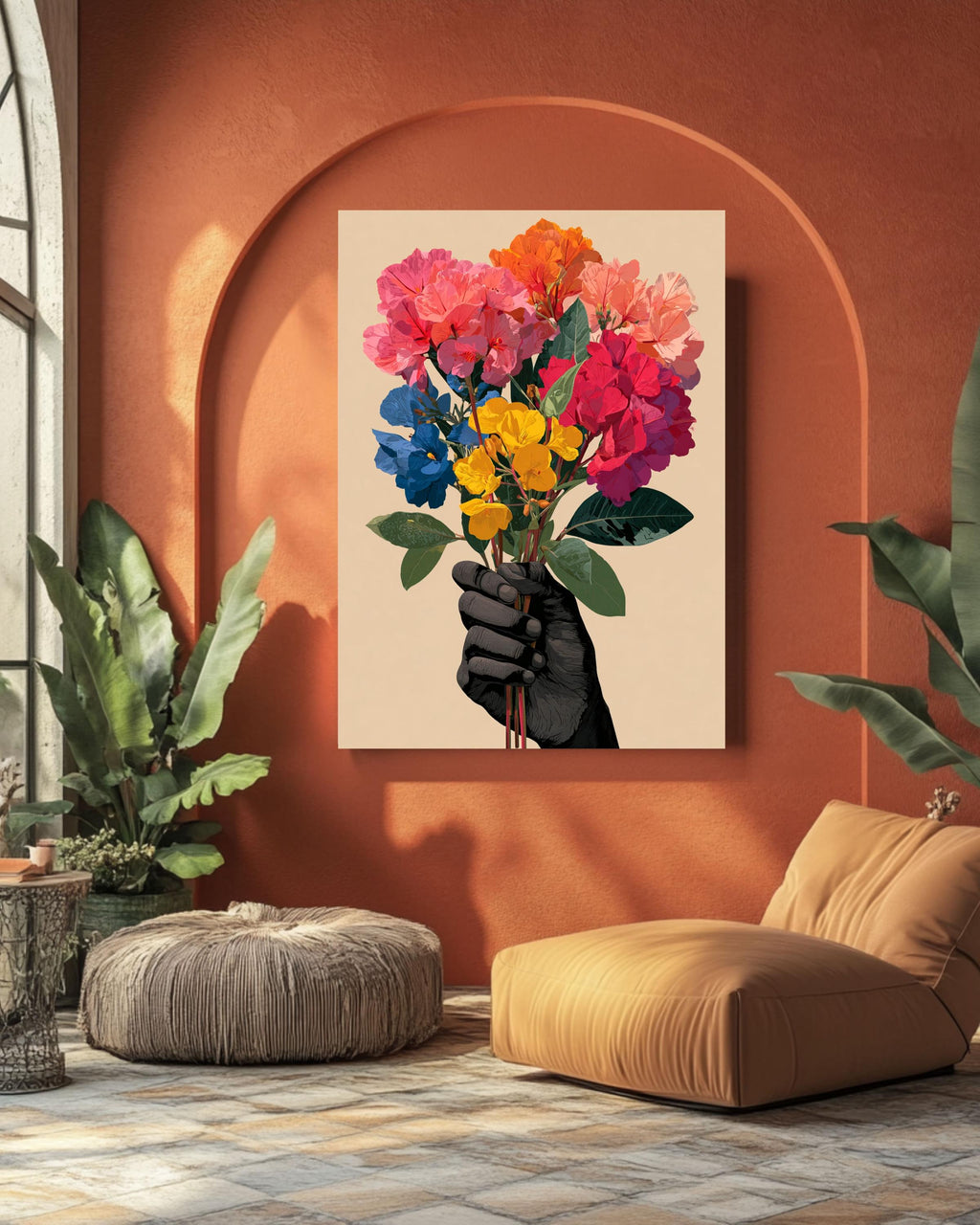 Floral Bouquet Canvas Art: Modern Abstract Flowers Print