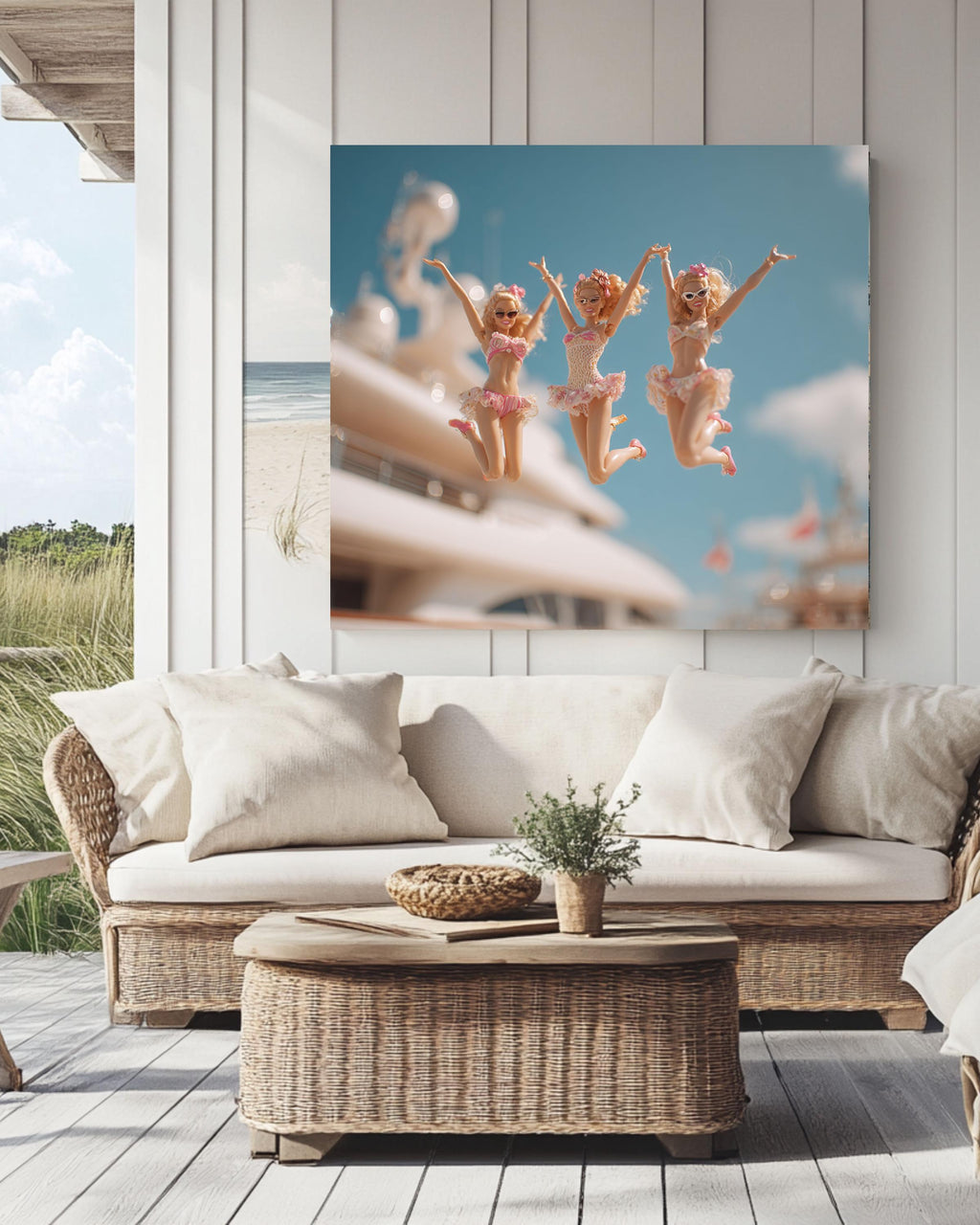 Barbiecore Cinematic Canvas Art | Retro Glam Girls Room Decor