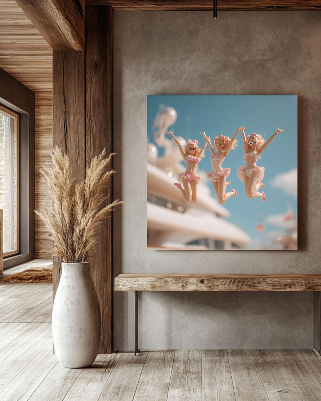 Barbiecore Cinematic Canvas Art | Retro Glam Girls Room Decor
