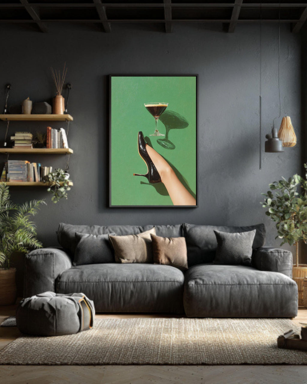 Upside Down Stiletto Heel Canvas Art: Modern Fashion Print