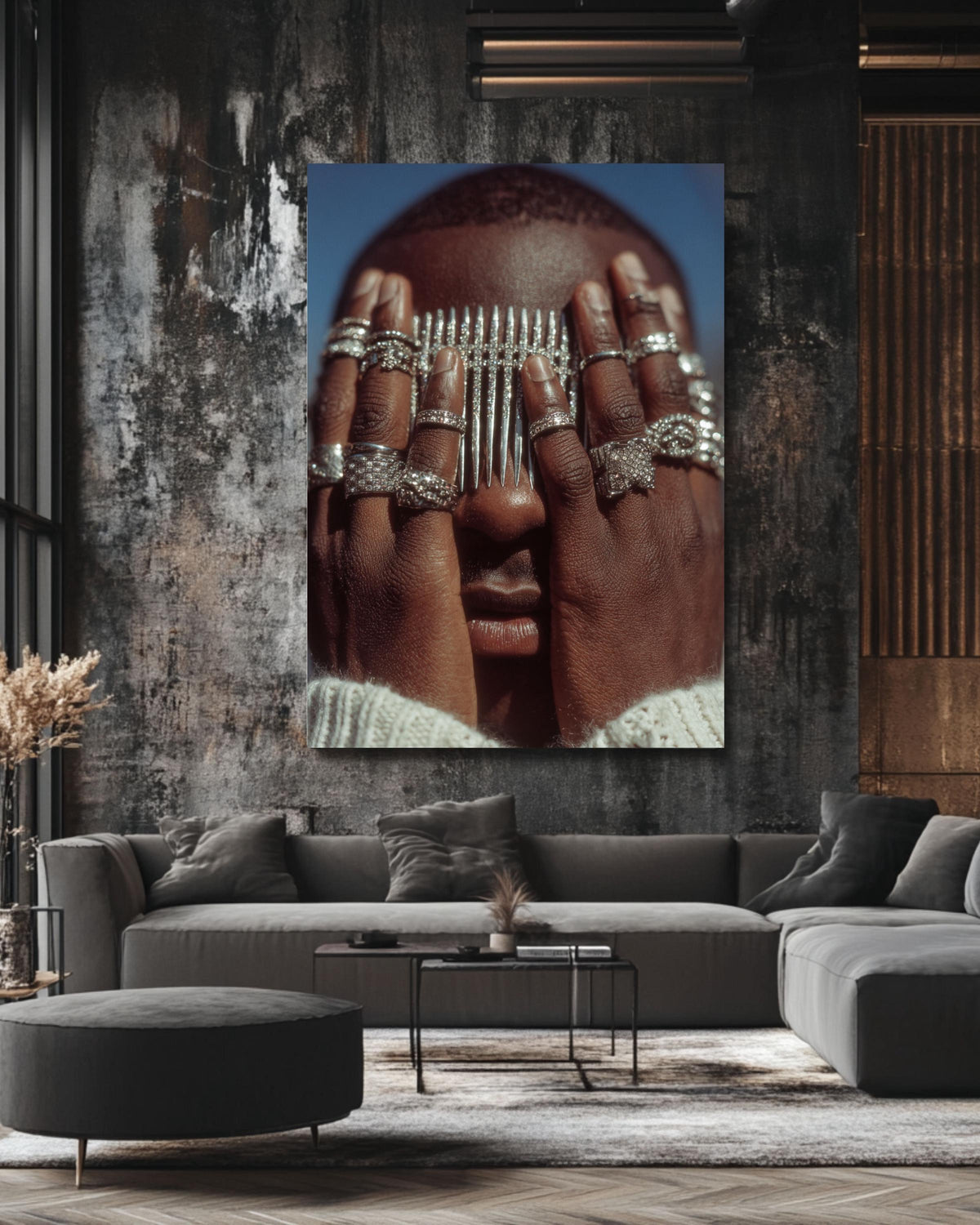 Diamond Rings Canvas Art: Chic Living Room Glamour Print